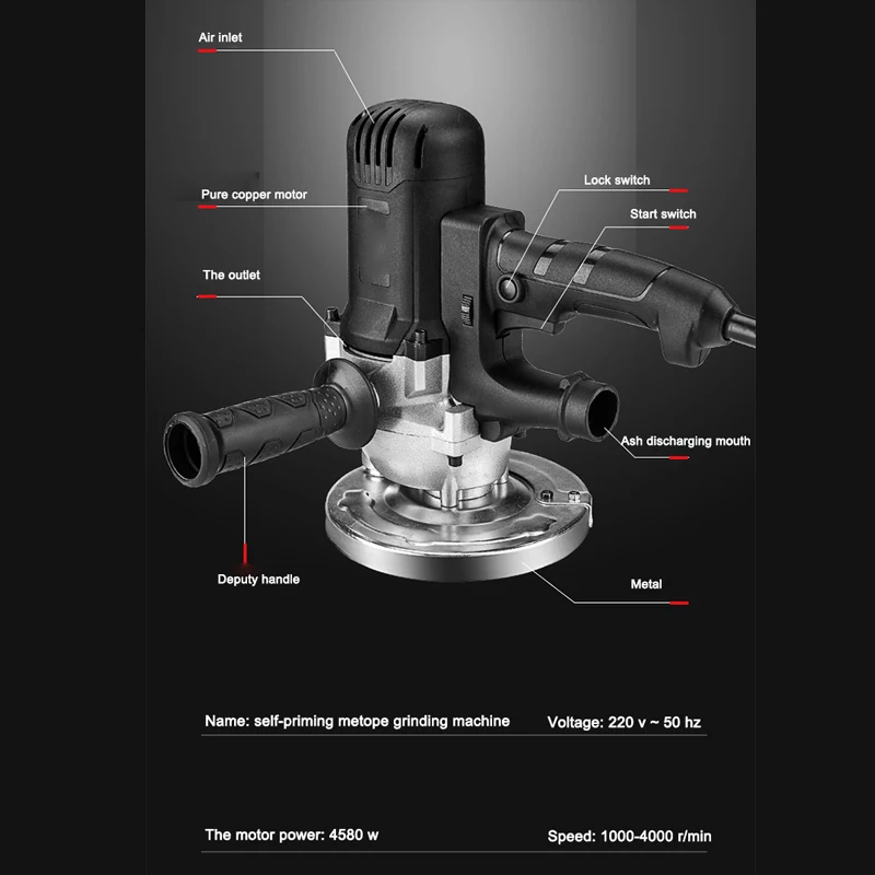 BY-BQJ-3Concrete Grinding Machine Self-Suction Dust-Free Planer Is Suitable For Stone Ground Grinding Renovation 220V 4580W