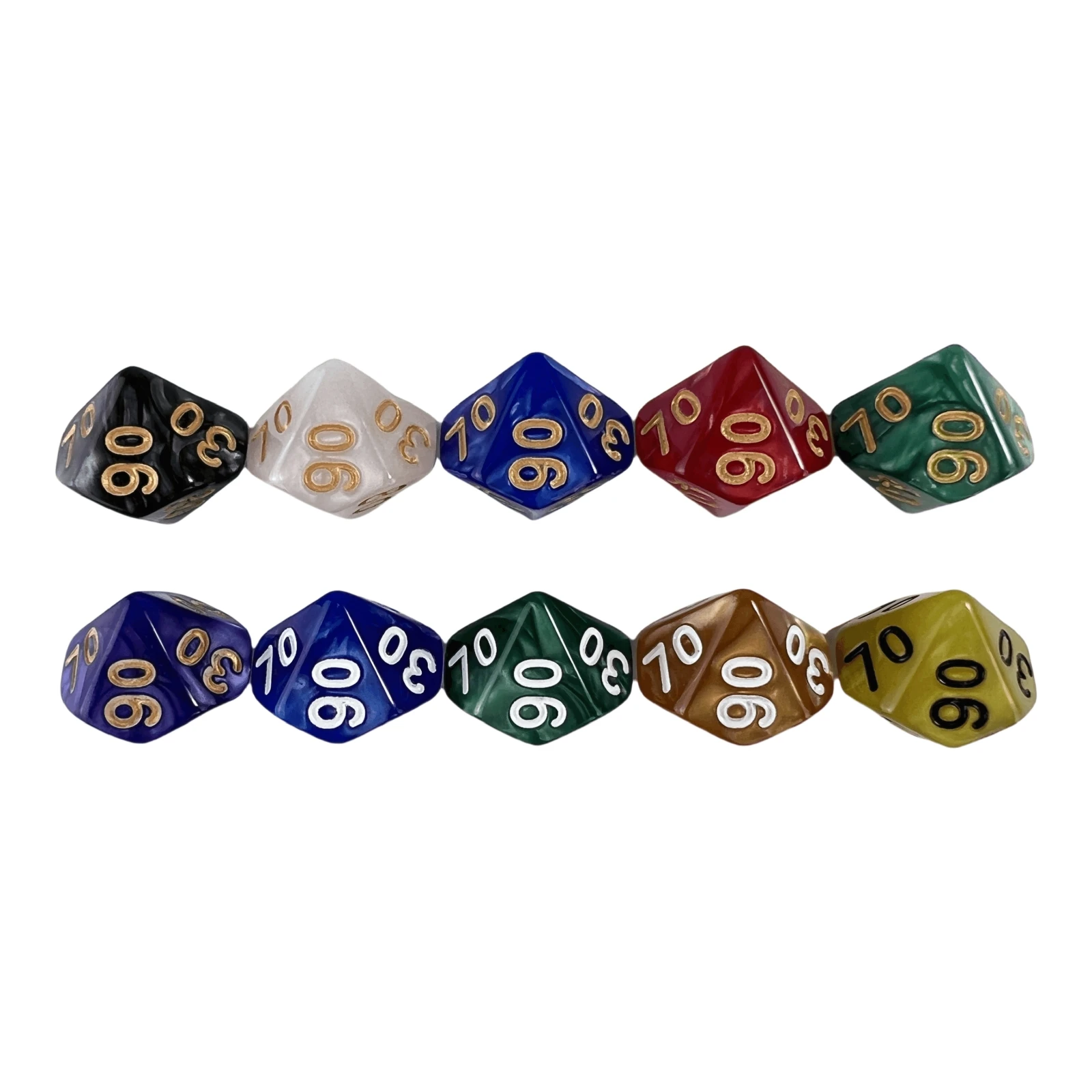 10pcs D10(00-90) Dice Marble Effect Polyhedral Dice for Board Game DND COC RPG