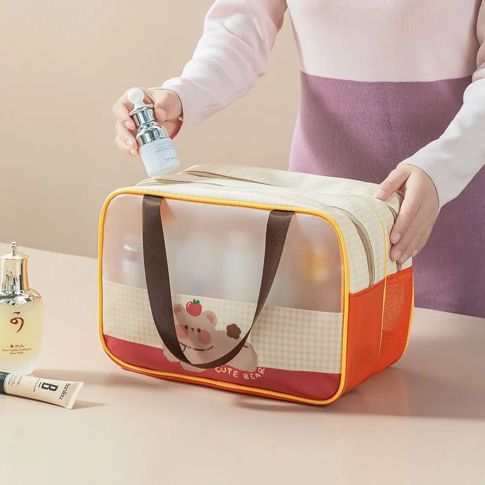 

Мультяшная сумка для хранения плавания, разделительная сумка для сухого и влажного воздуха, большая вместительная пляжная сумка, легкая прозрачная сумка из искусственной кожи на молнии, женская сумка для стирки