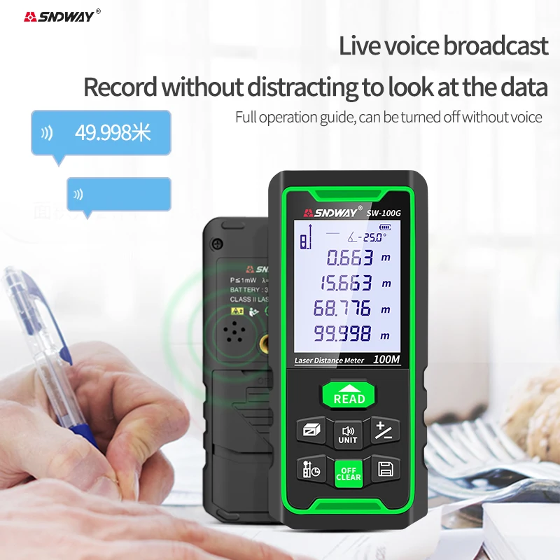 Green Laser Distance Meter Digital Rangefinder 150m 100m 80m 50m Range Finder Tape Measure Electronic Level Ruler Roulette Tools