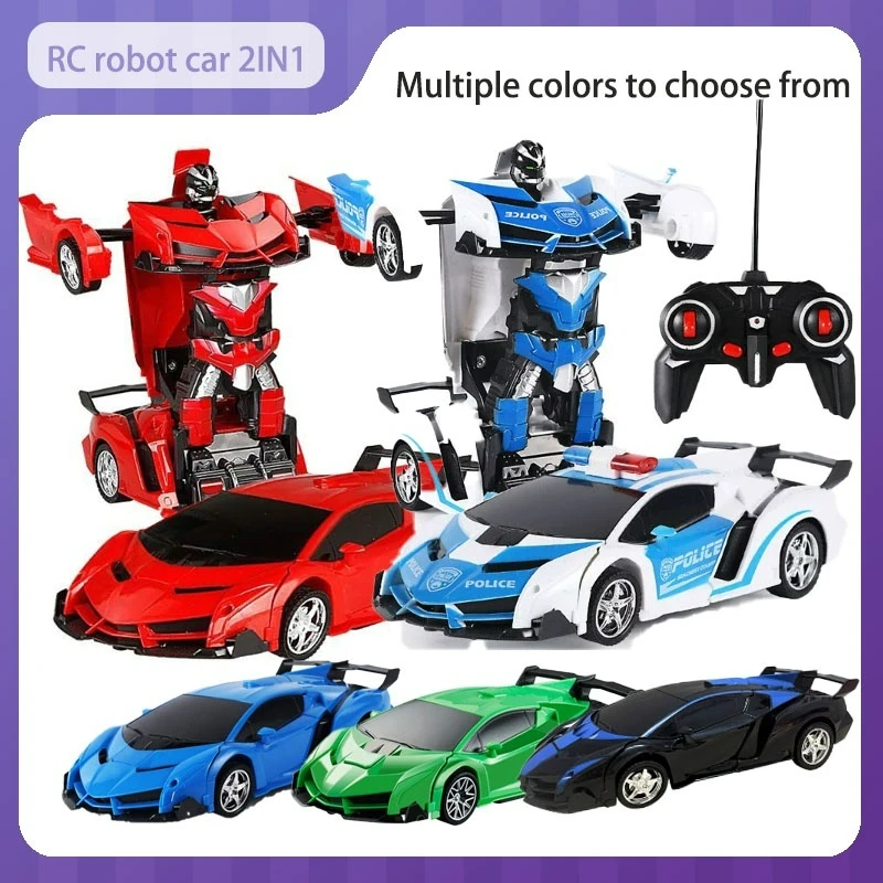Carro robô RC de deformação com um clique 2 em 1 360 °   Roda durável e resistente ao impacto mini modelo de carro de corrida legal olhar presentes de carro de brinquedo