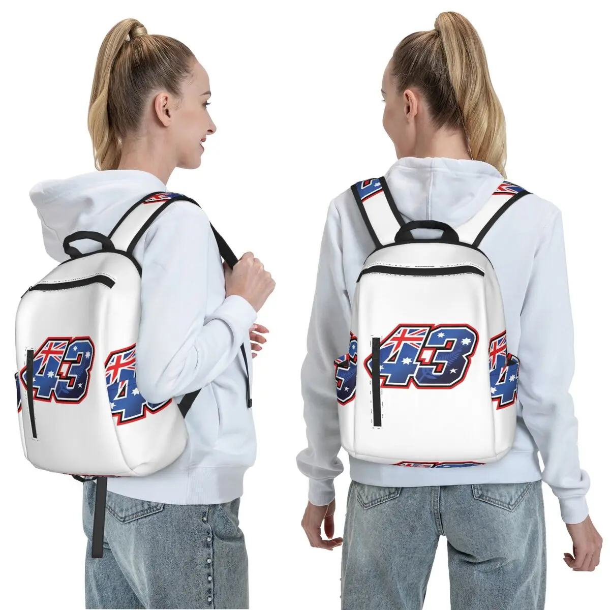 Jack Miller Number 43 Australia Backpack Daypack Large Capacity Children BookBag School Bag Shoulder Bags for Men Women