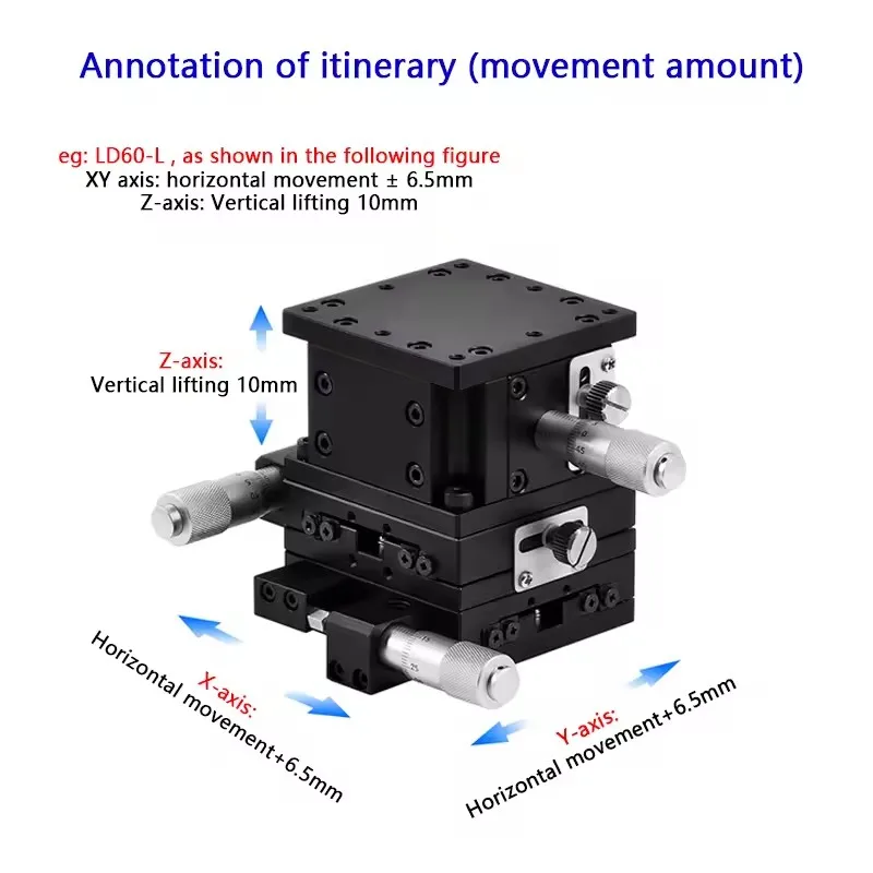 XYZ 3 Axis 90mm Linear Stage Trimming Platform Bearing Tuning Sliding Table 90*90mm XYZ90-LM,LD90-LM2 double cross rail
