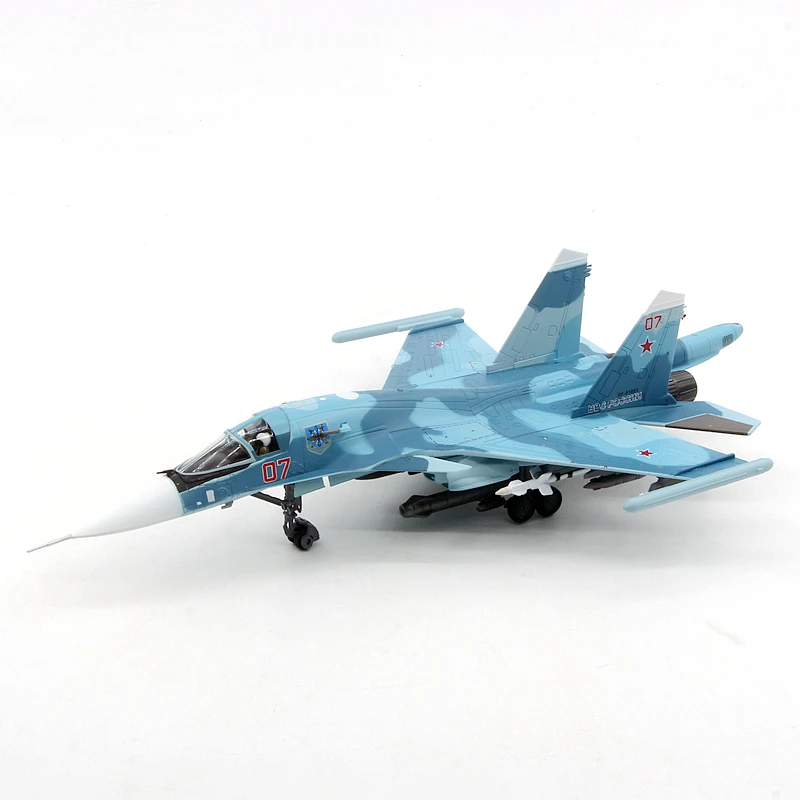 Diecast Scale 1:100 WLTK Sunburn Russian Air Force SU-34 Duckbill Combat Bomber Finished Aircraft Model Collection Toy Gift