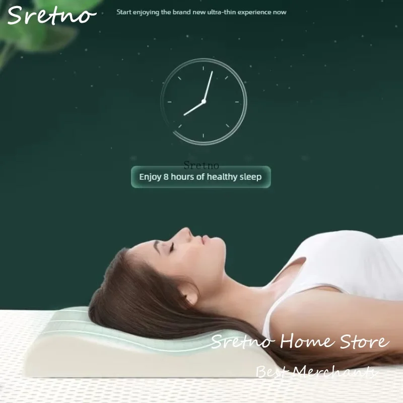 SRETNO Natural Latex Pillows 55D Medium Firmness Neck Pillow Cervical Spine Protection Sleeping Pillow for Adults Travel Pillows
