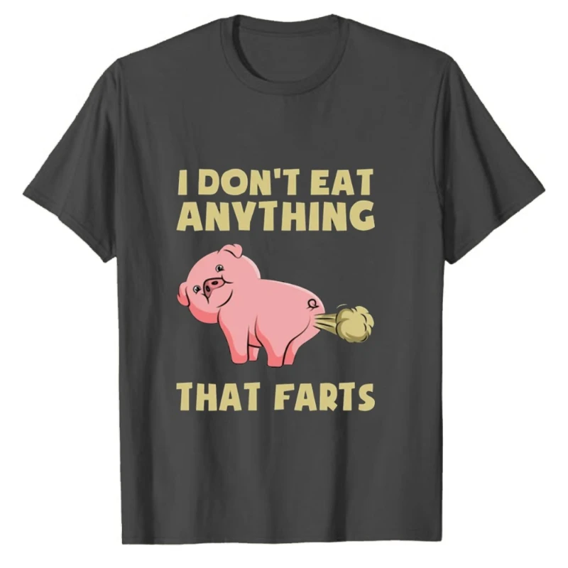 Eu não come nada que peido camiseta vegetariana fofa adorável porco rosa veganismo presente camisa de legumes frutaarismo porco unissex