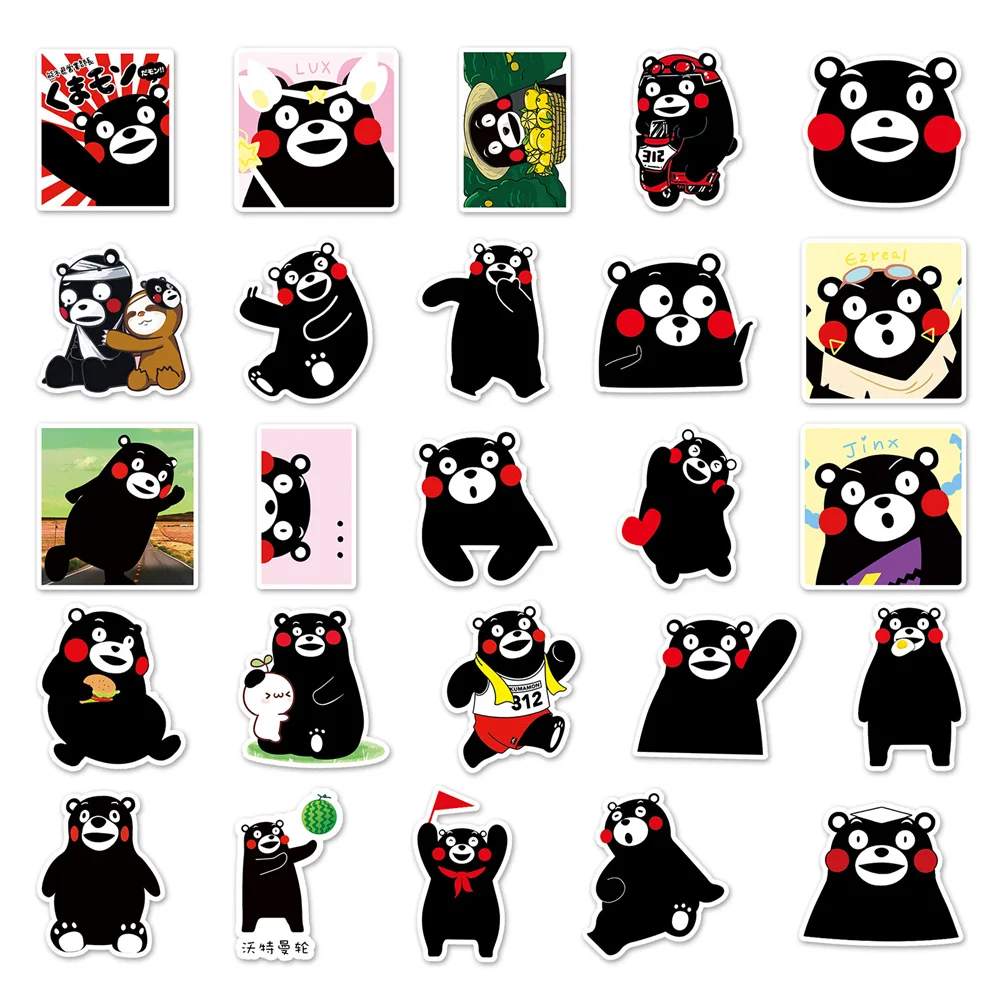 Kumamon Bear-pegatina de dibujos animados para monopatín, pegatina creativa con personalidad de Animal para refrigerador, impermeable, venta al por