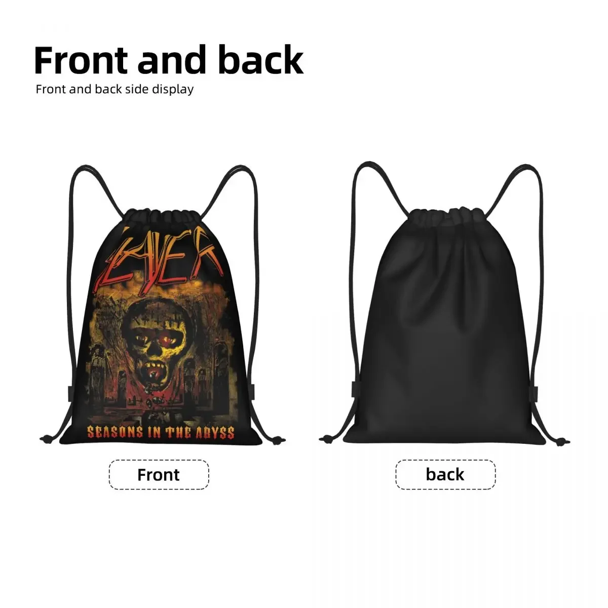 Custom Thrash Metal Band Slayers Drawstring Backpack Bags Men Women Lightweight Gym Sports Sackpack Sacks for Training