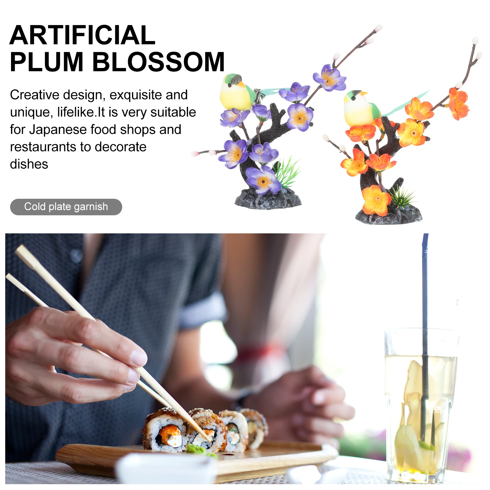 

2 Pcs Home Decor Plum Blossom Decorative Plate Chinese Style Dish Sushi Ornaments Japanese
