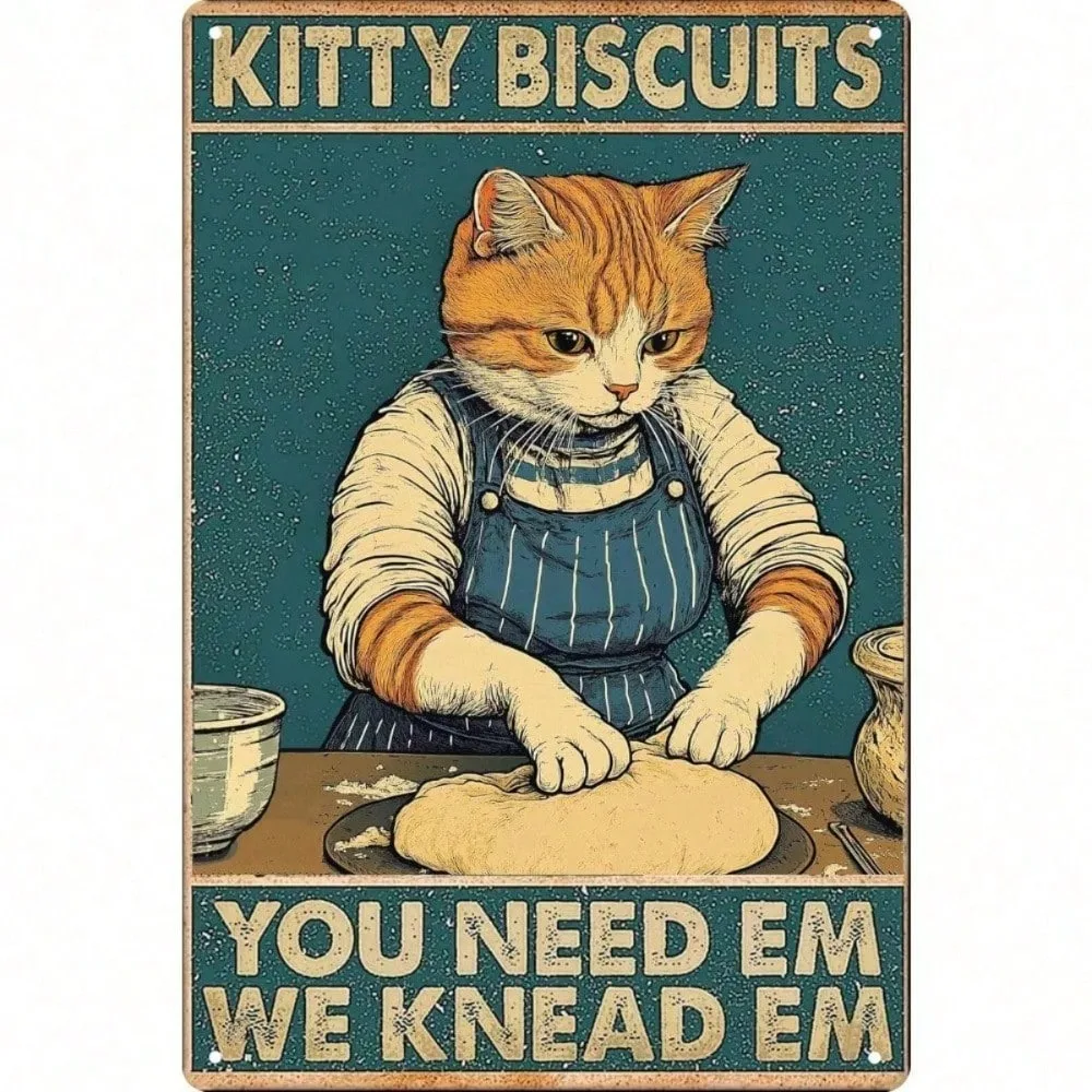 

Vintage Black Cat Art Print 8x12 Inch Kitchen Decor Unframed Funny Animal Wall Art for Cat Lovers Gifts