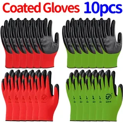 2/10Pcs Rubber Coated Work Gloves for Factory Machinery Gardening Woodworking Repair Supplies Professional Protective Gloves