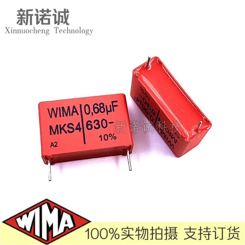5 шт./10 шт./30 шт./лот WIMA MKS4 0,68 мкФ 630 В 630v0,68 мкФ фольгированный пленочный конденсатор 630V680nF 680NF 630V684 684 расстояние между ногами 27,5 мм