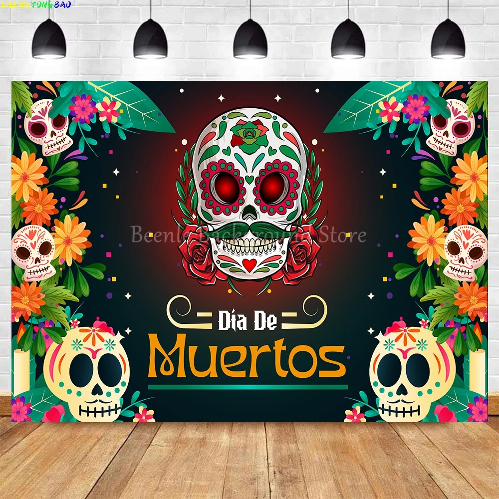 Мексика День мертвых фон череп свеча танцовщица Dia De Los Muertos наряд вечерние фотографии Декор поставки баннер