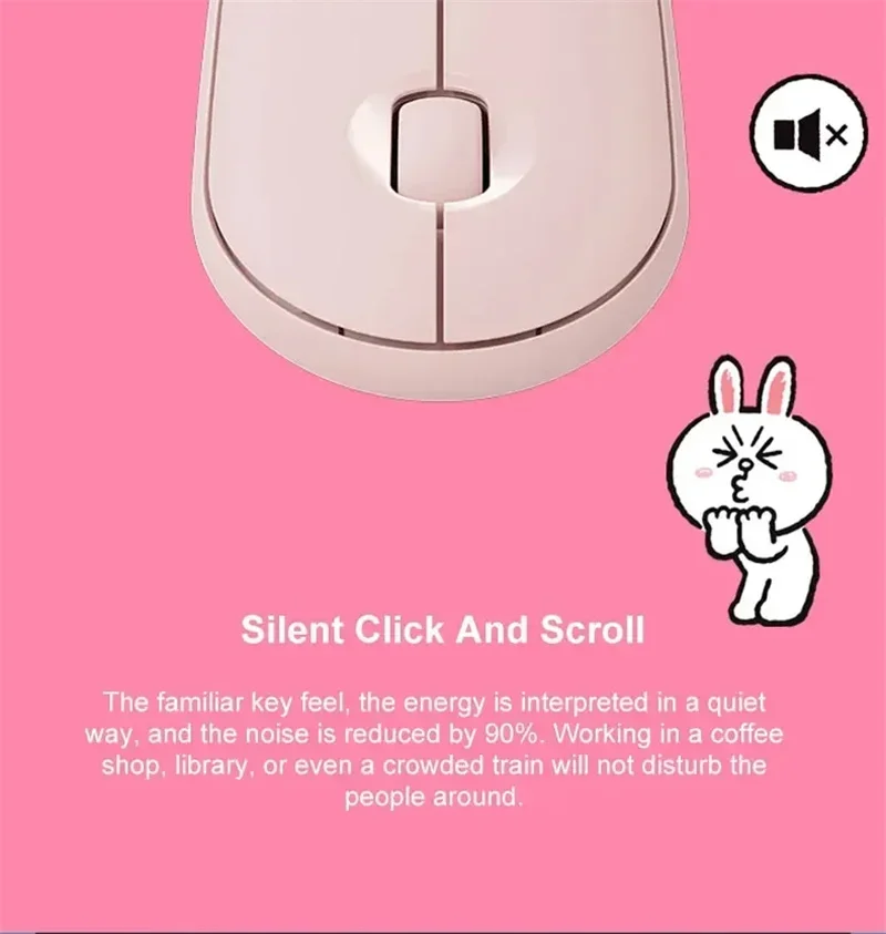 Logitech Pebble M350 Wireless Bluetooth Mouse Mice Mute Slim Bluetooth Mouse For Laptop PC Office Home Line Friends Series