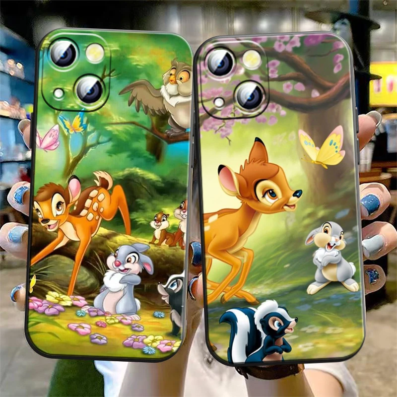 Disney Bambi Hert Mooie Apple Iphone Hoesje Voor 15 14 13 12 11 Mini Xs Xr X 6S 6 Pro Max Plus Zwarte Zachte Hoes