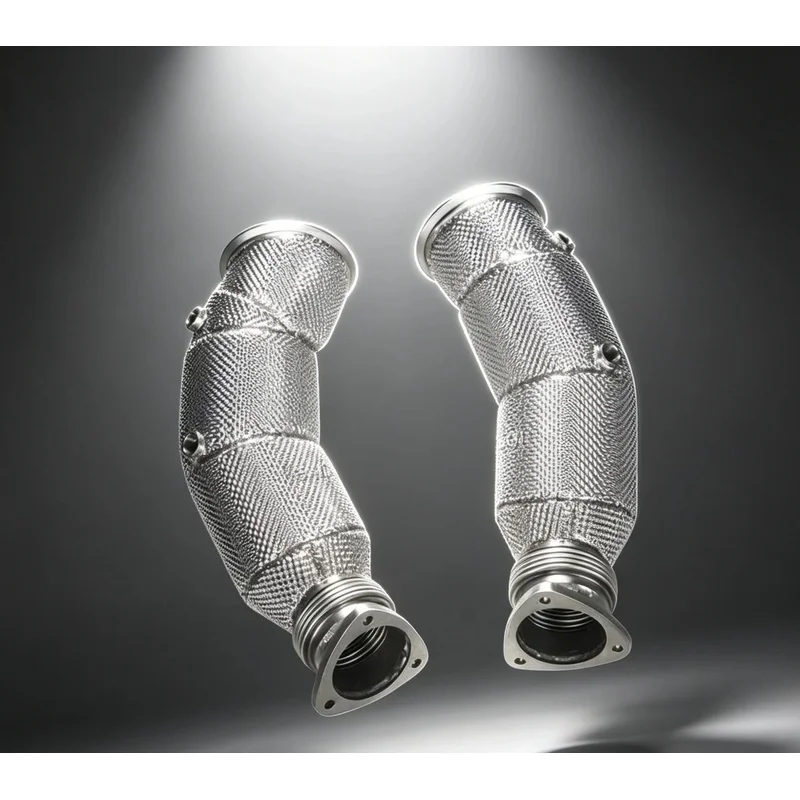 High Flow SS304 Exhaust Downpipe for Aston Martin DB11 DBS  V12 Vantage 5.2TT With Heat Shield Drain Pipe Header Exhaust Pipe