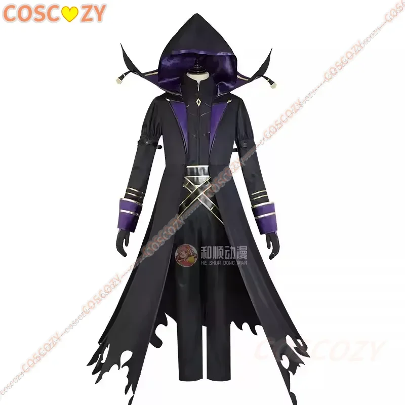 Kadjou Fantasia de Cosplay com Peruca, A Eminência na Sombra Cid, Anime, Preto, Blusão, Uniforme, Manto, Dia das Bruxas, Conjunto completo