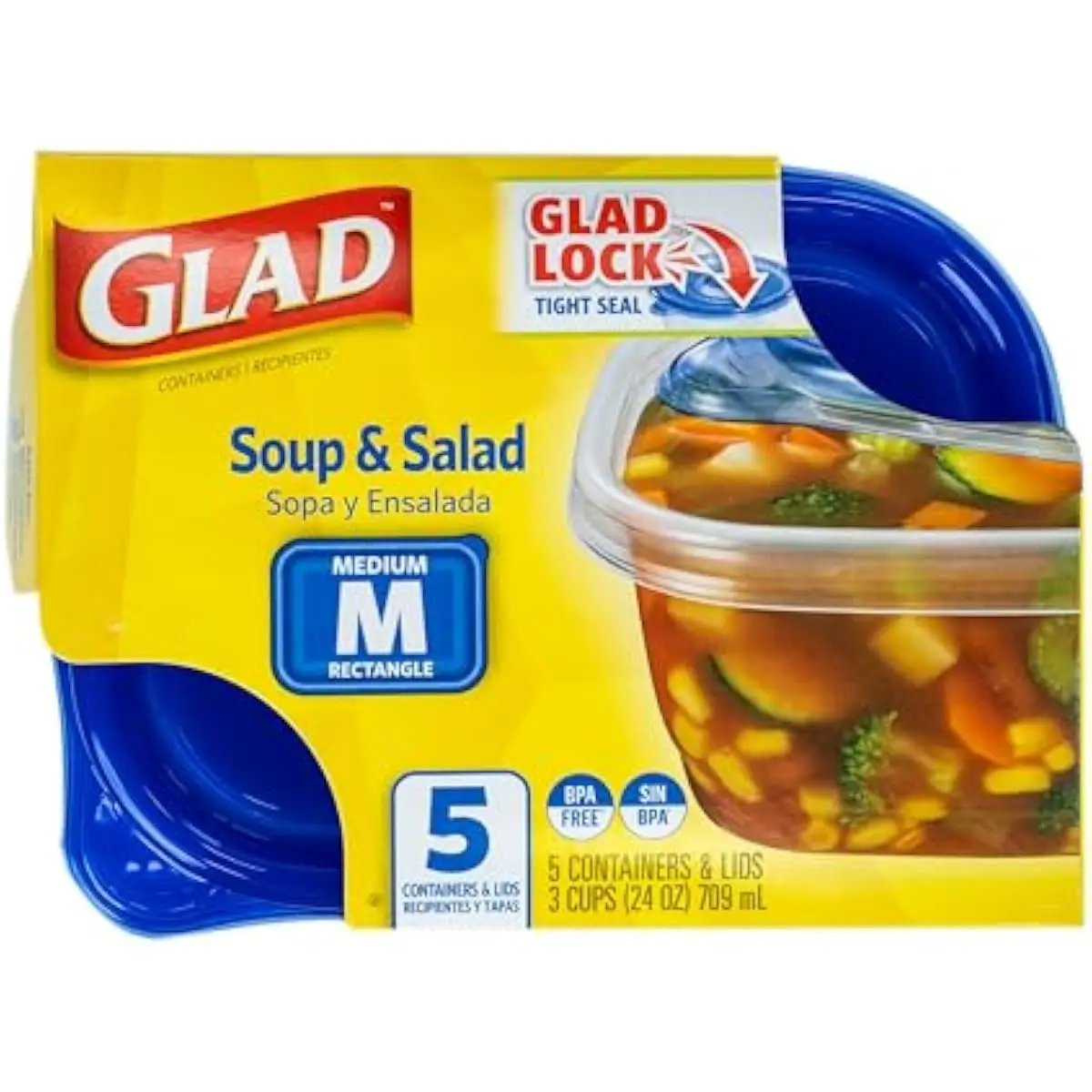 GladWare Medium RecFood Storage Containers, 24 Oz, 5 Count