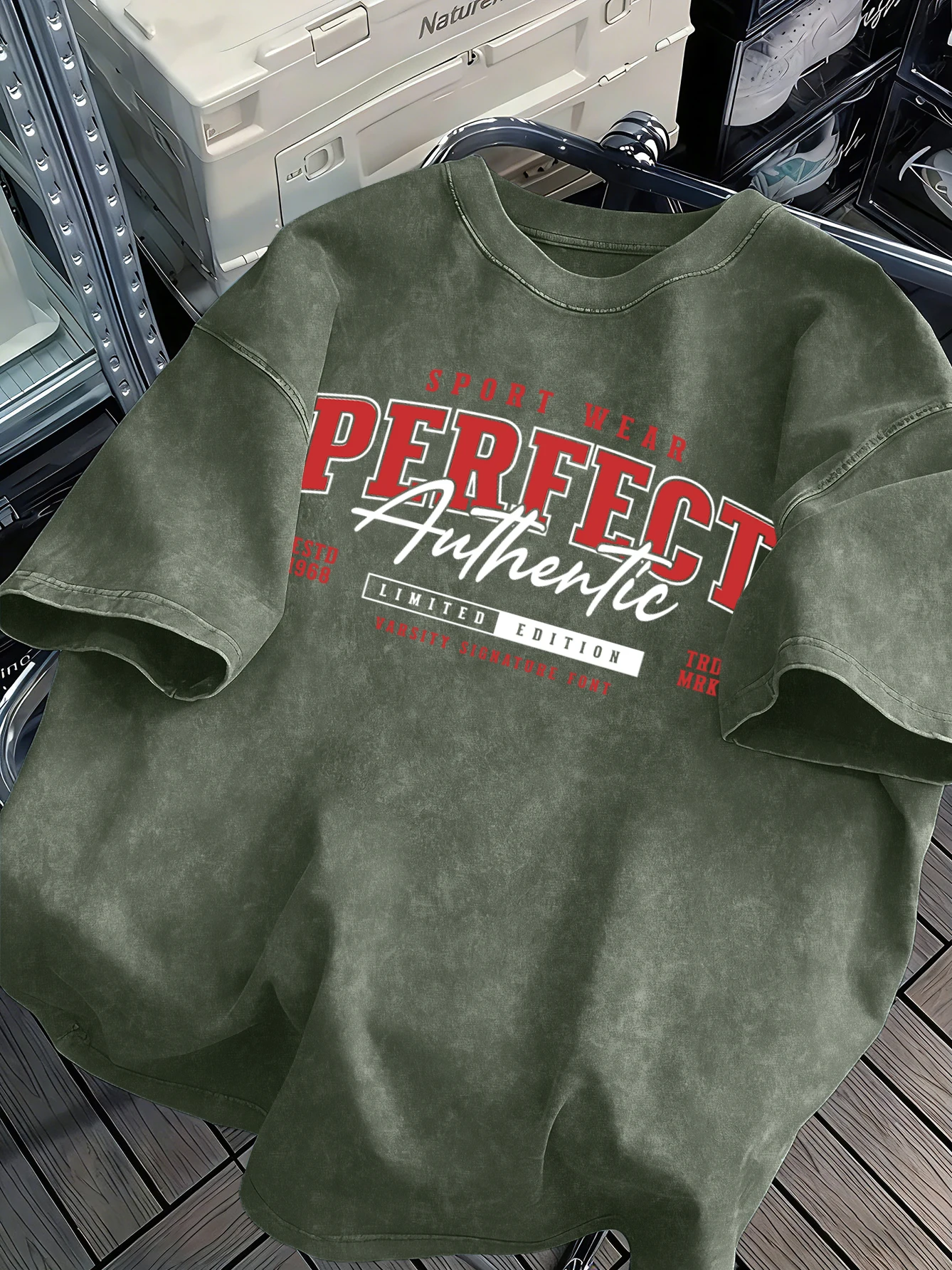 Perfektes, authentisches, sportlich bedrucktes, gewaschenes Herren-T-Shirt, modische, kurzärmlige, All-Match-Baumwollkleidung mit O-Ausschnitt, Unisex, weiche Streetwear