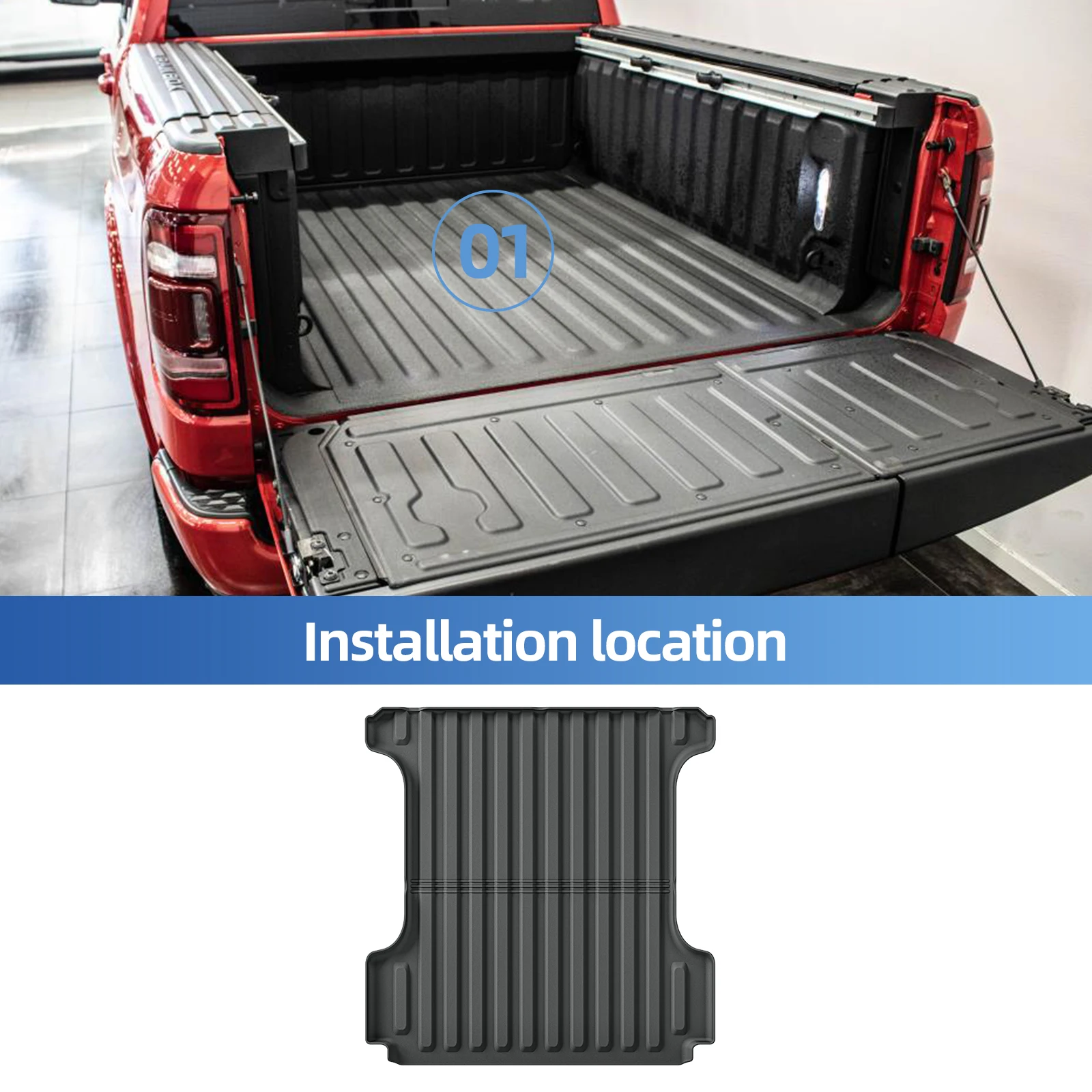 Left Drive for Dodge Ram 1500 2019-2024 New Body (Not Fit Classic Models) Rear Row With Underseat Storage Box TPE Pad Black