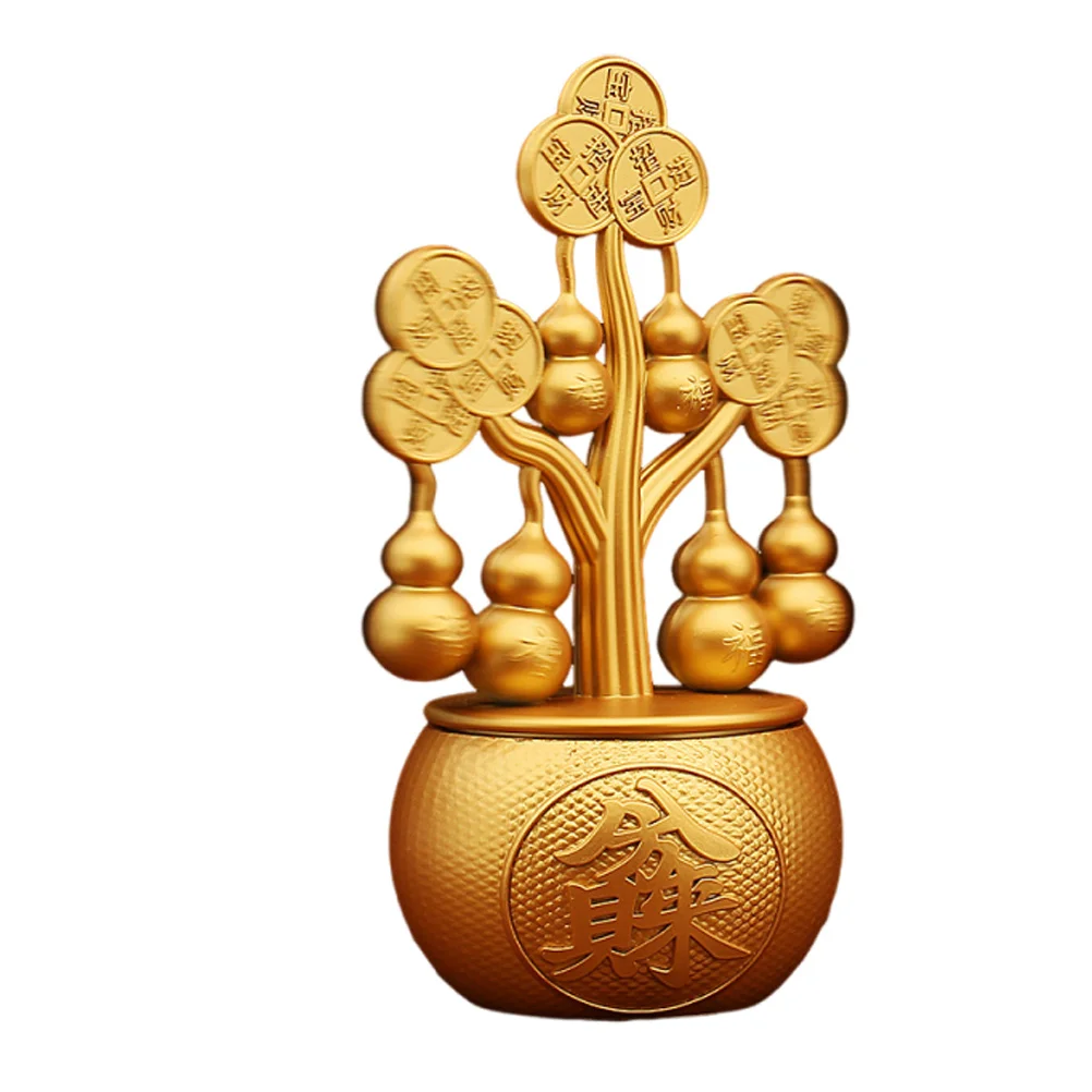 

Golden Rotating Fortune Tree Feng Shui Money Tree Sculpture Gold Wealth Ornament Living Room Cabinet Decor Prosperity Success