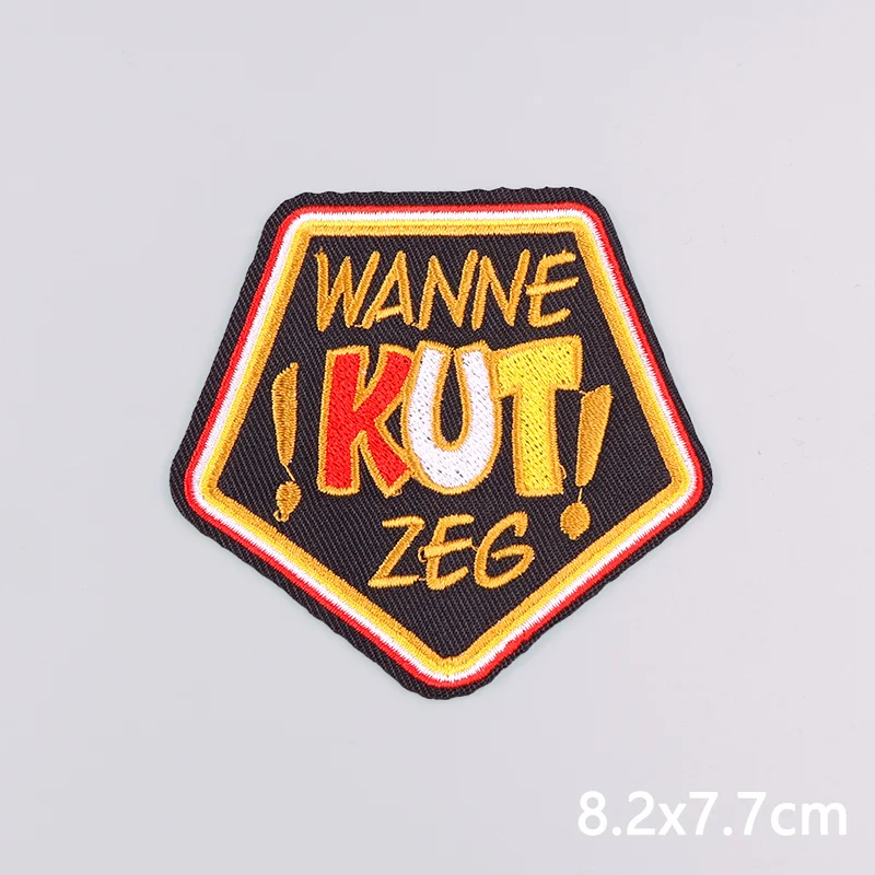 Nederlandse Oeteldonk-carnaval, geborduurde patches om op te strijken, kikker-embleem, badge voor Nederlandse feestkleding, kostuumdecoratie en accessoires.