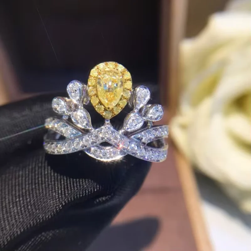 Natural Diamond 18K Gold Pure Gold Ring Beautiful Gemstone Ring Good Upscale Trendy Classic Party Fine Jewelry Hot Sell New 2025