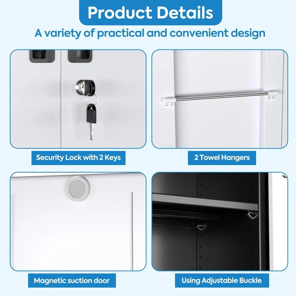 Armadietto portaoggetti portatile per garage in metallo con ripiani regolabili, con serratura e ruote per l'organizzazione definitiva