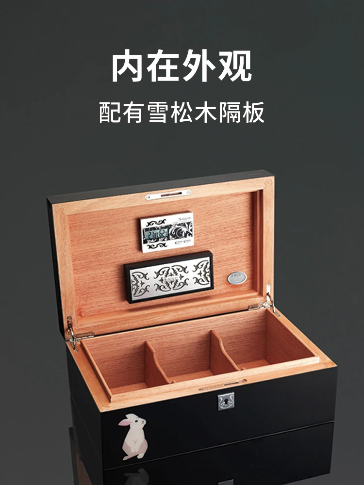 Cigar Moisturizer Cedar Wood Large Capacity Lock Wood Alcoholizing Cabinet