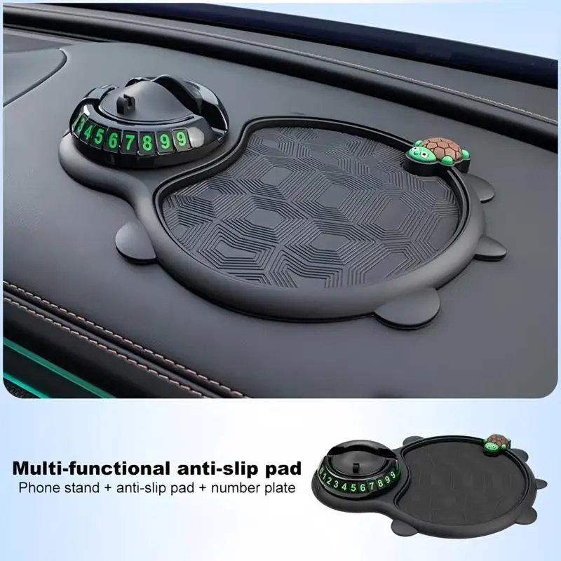 【MO】Multi-functional Turtle Car Anti-slip Mat Phone Holder With Dashboard Storage And Temporary Parking Number