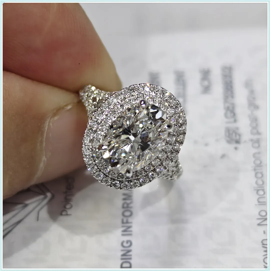 2ct Oval E Color CVD Lab Grown Diamond Rings for Women Proposal Wedding Bride Jewelry fashion jewelry wholesale customizatio