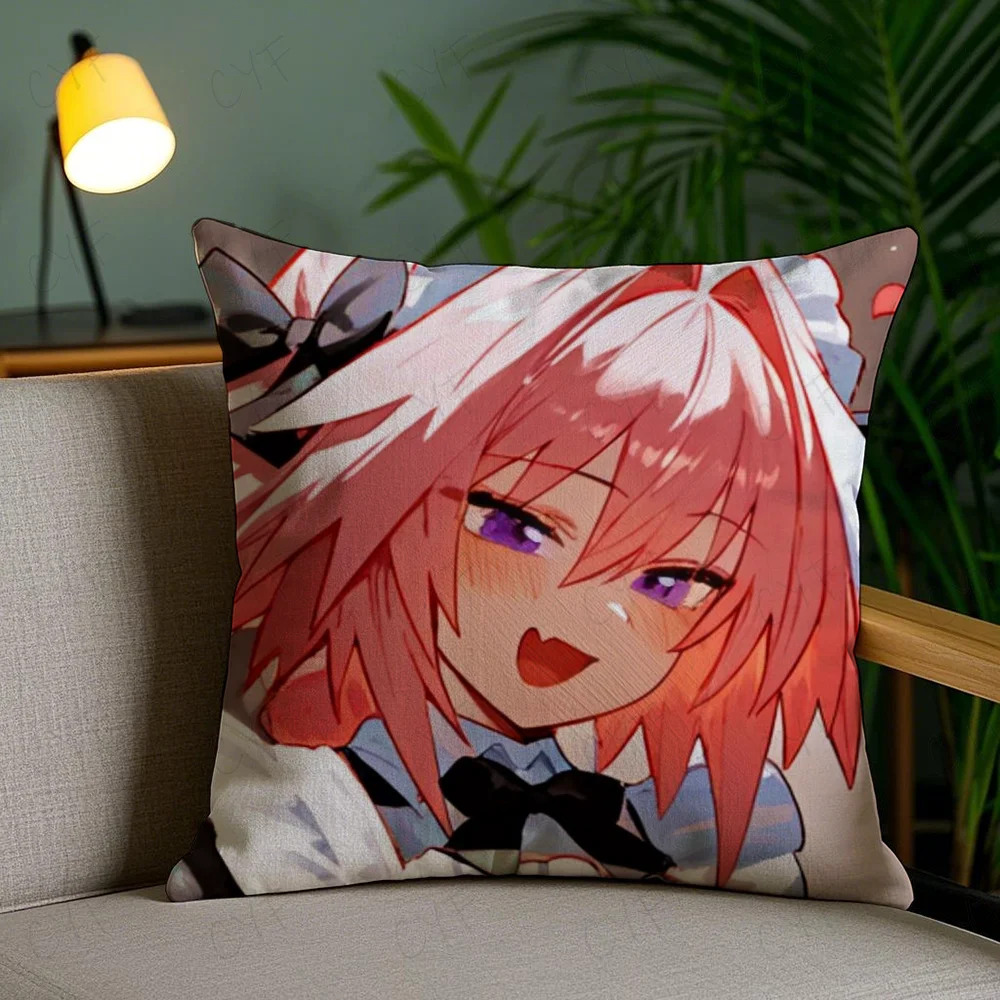Fate Apocrypha Astolfo Anime Pillow Case Anti-dustmite Pillowcase Invisible zipper silky short plush Sofa cushion cover