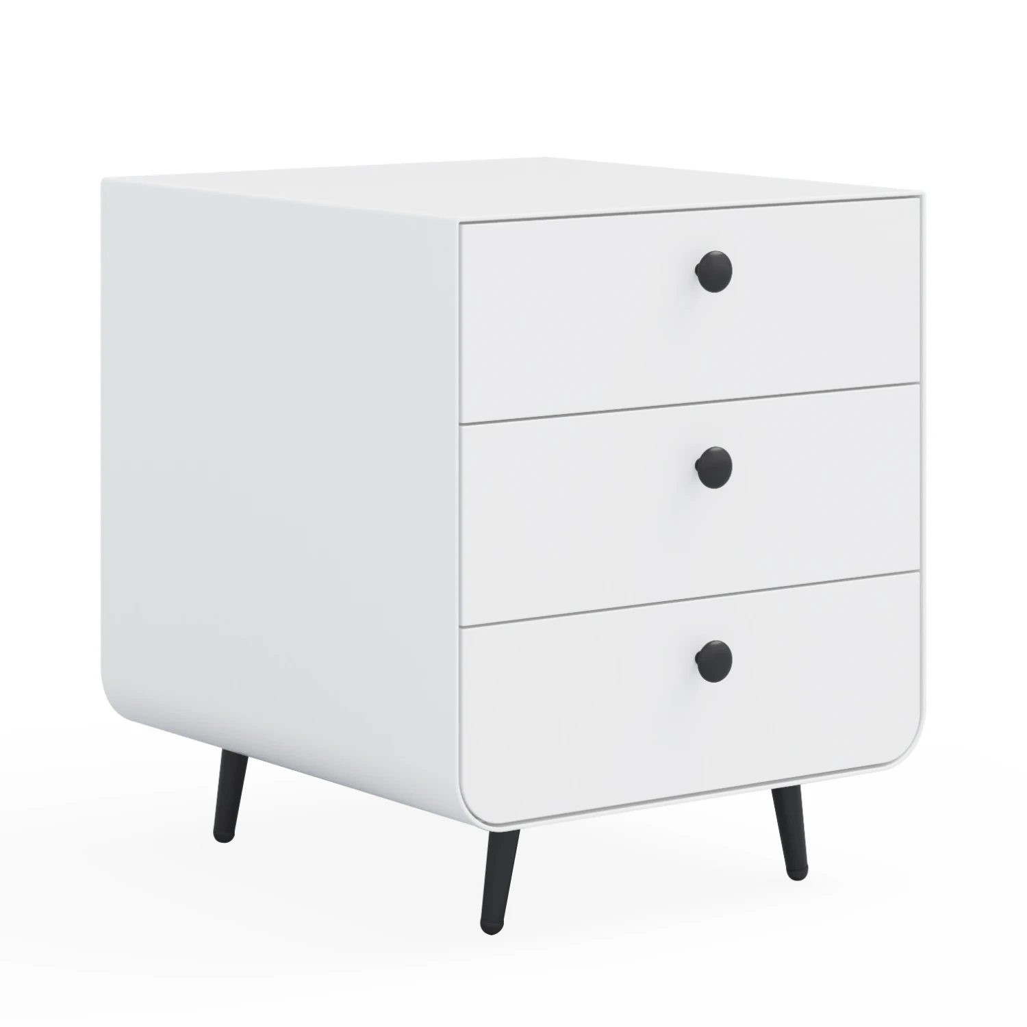

Modern Night Stand Storage Cabinet for Living Room Bedroom, Steel Cabinet with 3 Drawers,Bedside Furniture, Circular Handle