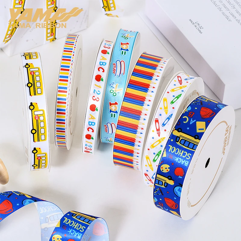 YAMA 10yards/roll Children\'s Day Ribbon 9 16 25mm for School Prom Celebration Crafts DIY Gifts Wrapping Party Decoration