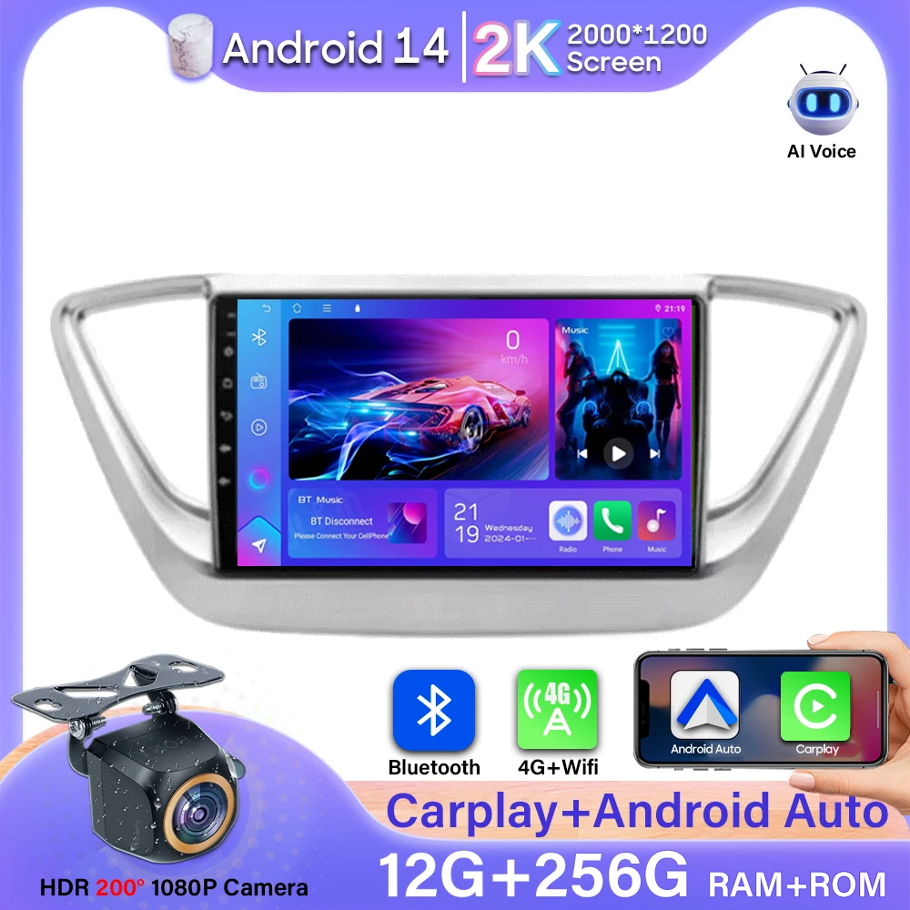 

Car Radio Android Auto Video Player Multimedia For Hyundai Solaris 2 Verna Accent 2017 2018 2019 2020 Carplay Autoradio Stereo