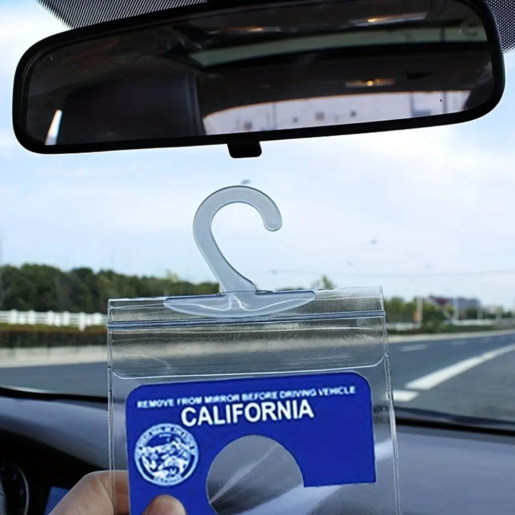 

5pcs Handicap Placard Holder Transparent Parking Permit Holder For Disabled Large Hook Secure Hanging Storage Bag For Car