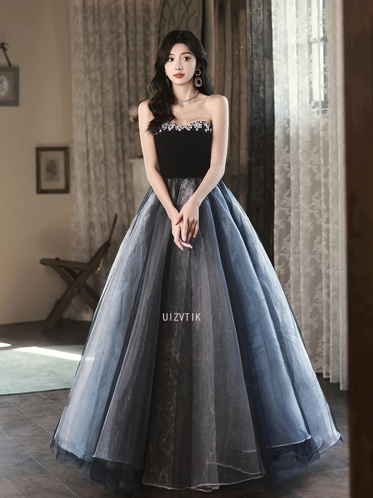 Simple Black Pleated Party Evening Gown Women 2025 New A-Line Customized Prom Dress Luxury Asymmetrical Formal Occasion Dresses