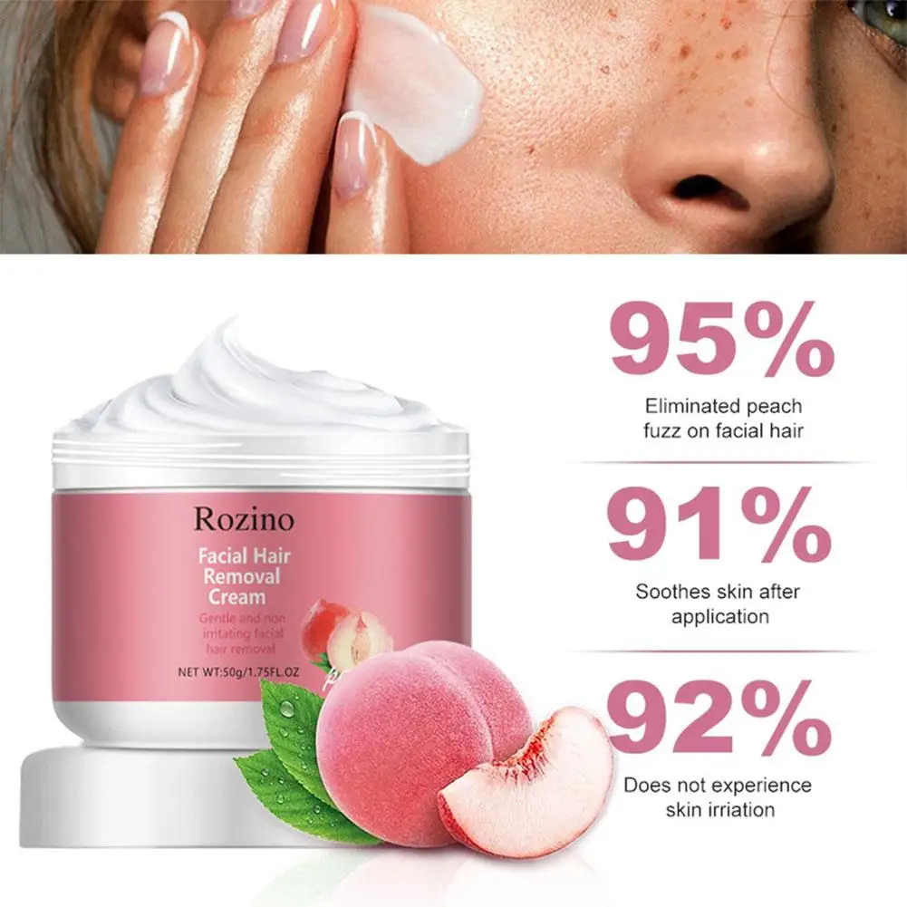 

50g Rozino Peach Facial Hair Removal Cream Gentle Non Irritating Eliminated Fuzz Soothing Skin Fast Effective Depilatory Cream