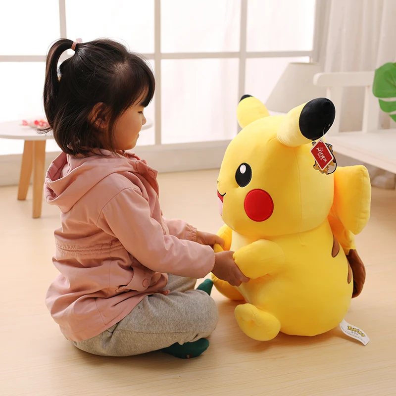 Tamanho grande pikachu plushies boneca anime pokemon kawaii pikachu brinquedos de pelúcia macio alta qualidade preenchimento presentes de natal para crianças