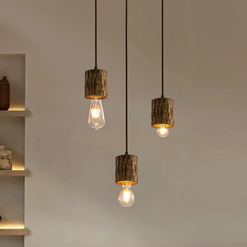 

Деревянный подвесной светильник в стиле ретро, винтажная люстра с текстурой для столовой, кафе, кухни, гостиной, бара