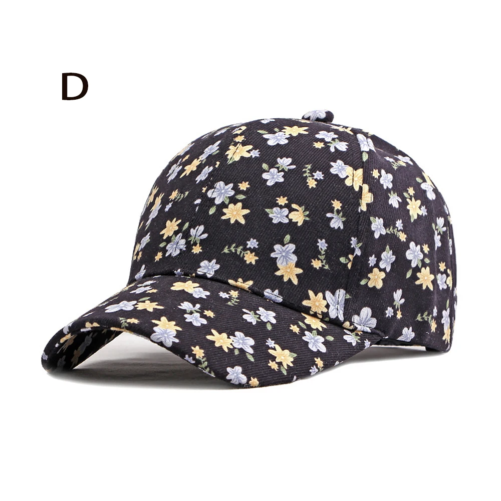 1 women\'s versatile flower printed baseball cap, spring and summer outdoor sun protection duckbill hat