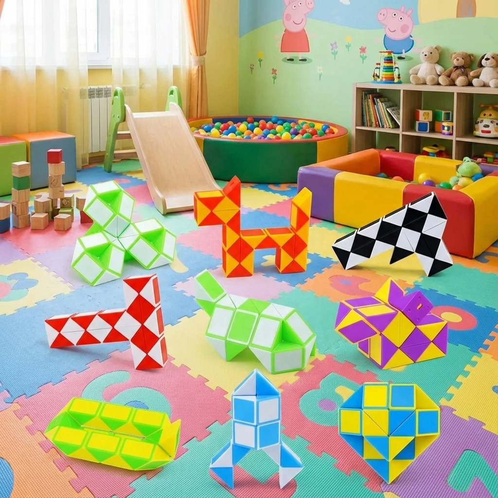 Magisches Lineal 24 Mini Twist Snake Puzzle-Würfel, pädagogisches Denkaufgabe-Spielzeug, zusammenklappbarer Puzzle-Würfel, Kinder-Party-Geschenke, faltbares Gehirn