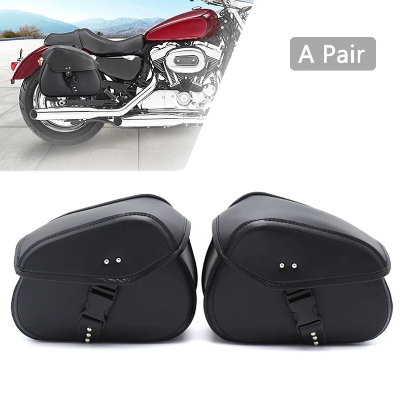 

Universal Black Motorcycle Saddlebags PU Leather Side Tool Pouch Luggage Storage Bags For Harley Suzuki Kawasaki Yamaha ﻿Honda