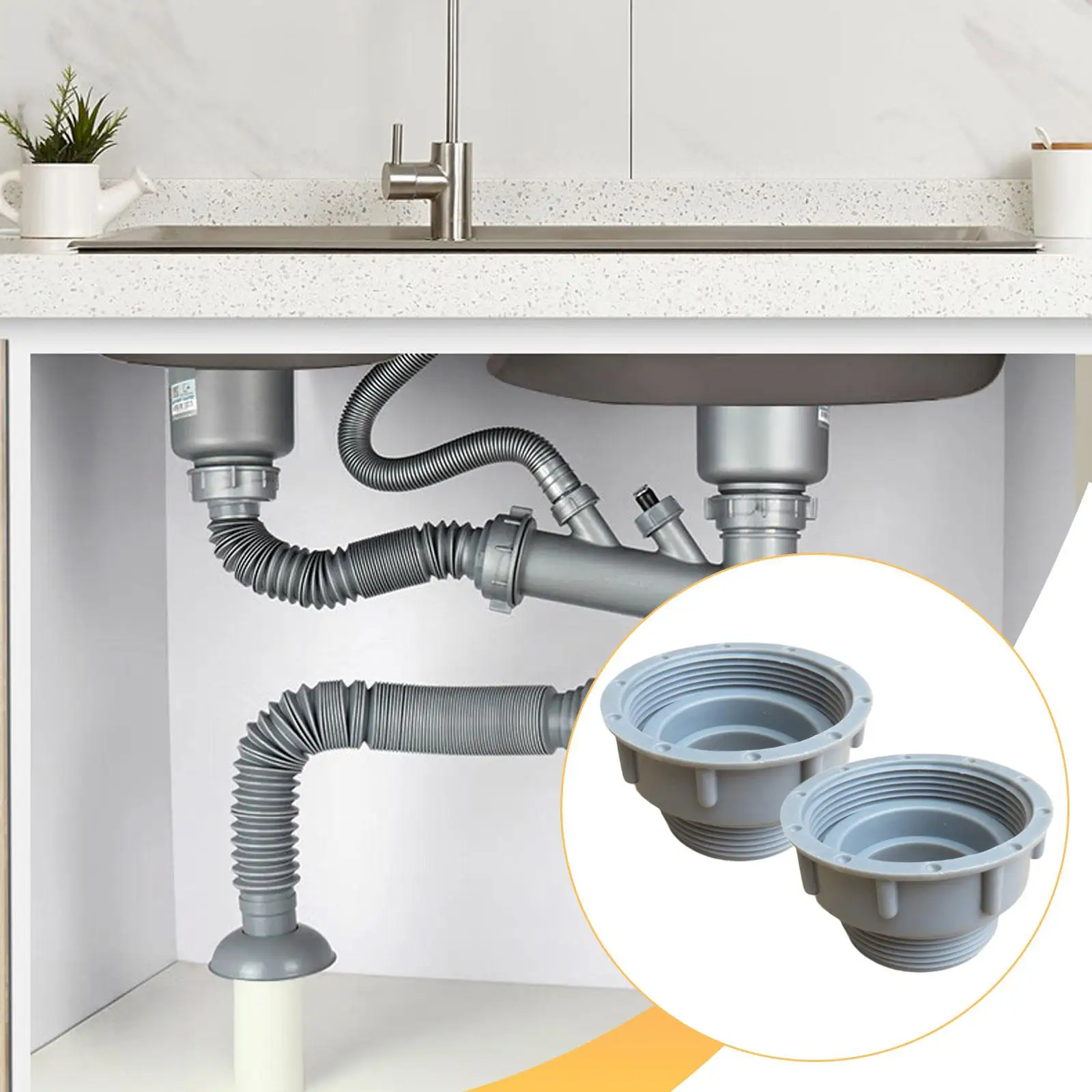 Universal PVC Sink Drain Reducer Coupling Extension Adapter Quick Connect for Kitchen Faucet Plumbing Solution