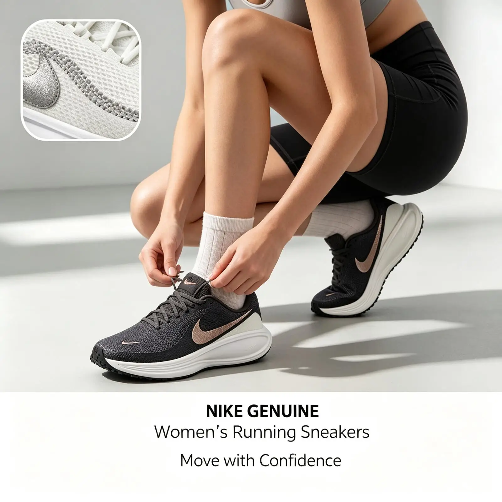 Nike Genuine Women Air Winflo 12 Running Shoes Black White Lightweight Breathable Cushioned Athletic Sneakers Anti Slip Footwear