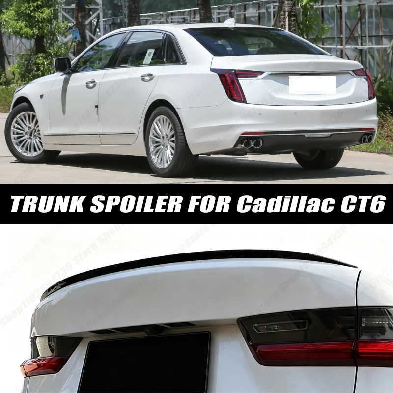 120CM Glossy Black Soft Rubber Universal Rear Trunk Spoiler 5D Carbon Look Tail Wing Fit For Cadillac CT6 Car Accessories