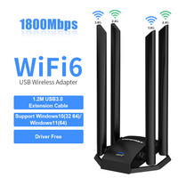 WiFi 6 Adapter 1800M 5Ghz Dual Band Wireless Network Card For PC/Laptop Driver Free WPA3 USB 3.0 wireless wifi adapter antenna