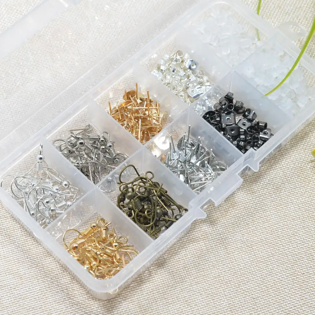 Ganchos para pendientes y postes para pendientes con cierres de mariposa y silicona, kit de accesorios para pendientes DIY para principiantes