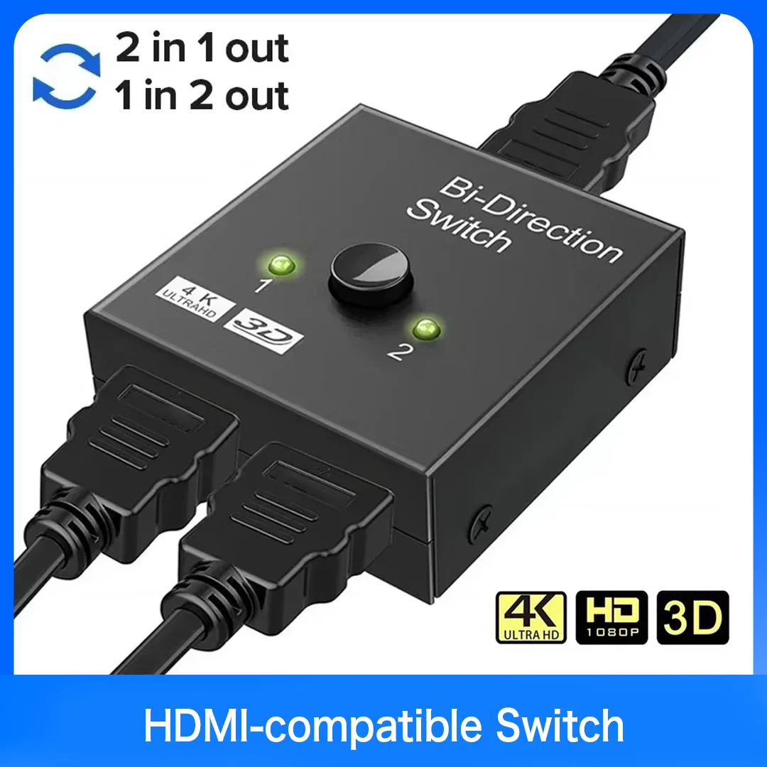 HDMI-compatible Switch Bi-Direction 2.0 Splitter 1x2/2x1 Adapter 2 in 1 Out Converter for 4K Switcher PS4 Pro/4/3 TV Box HD