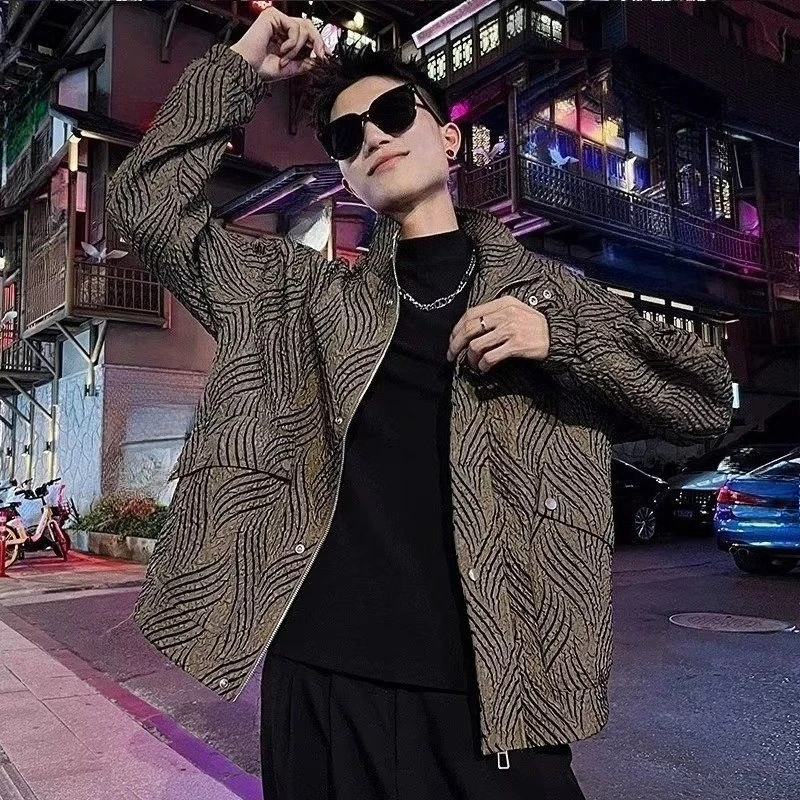 

​ Мужская куртка с воротником-стойкой, новинка 2025, кожаная уличная одежда премиум-класса, верхняя одежда на весну и осень, острый модный аксессуар ​